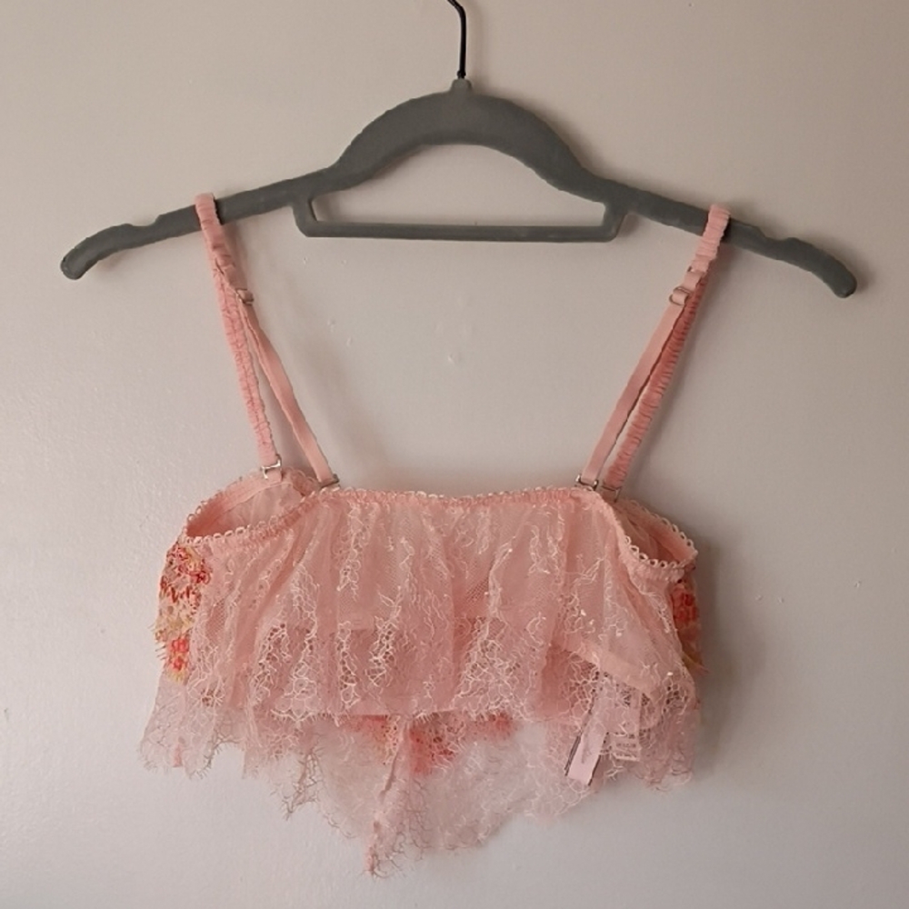 Victoria's Secret Bra Dream Angels pink/peach floral lace bralette SMALL - Picture 3 of 4